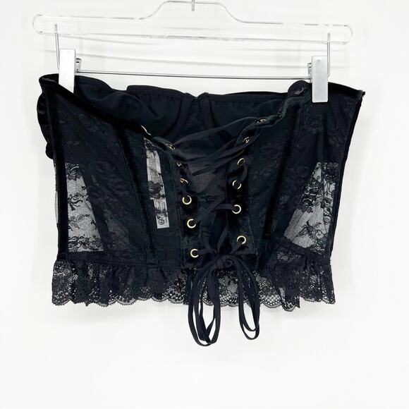NEW Urban Outfitters Out From Under Down To Me Velvet Bow Bustier Top M Black - Picture 3 of 5